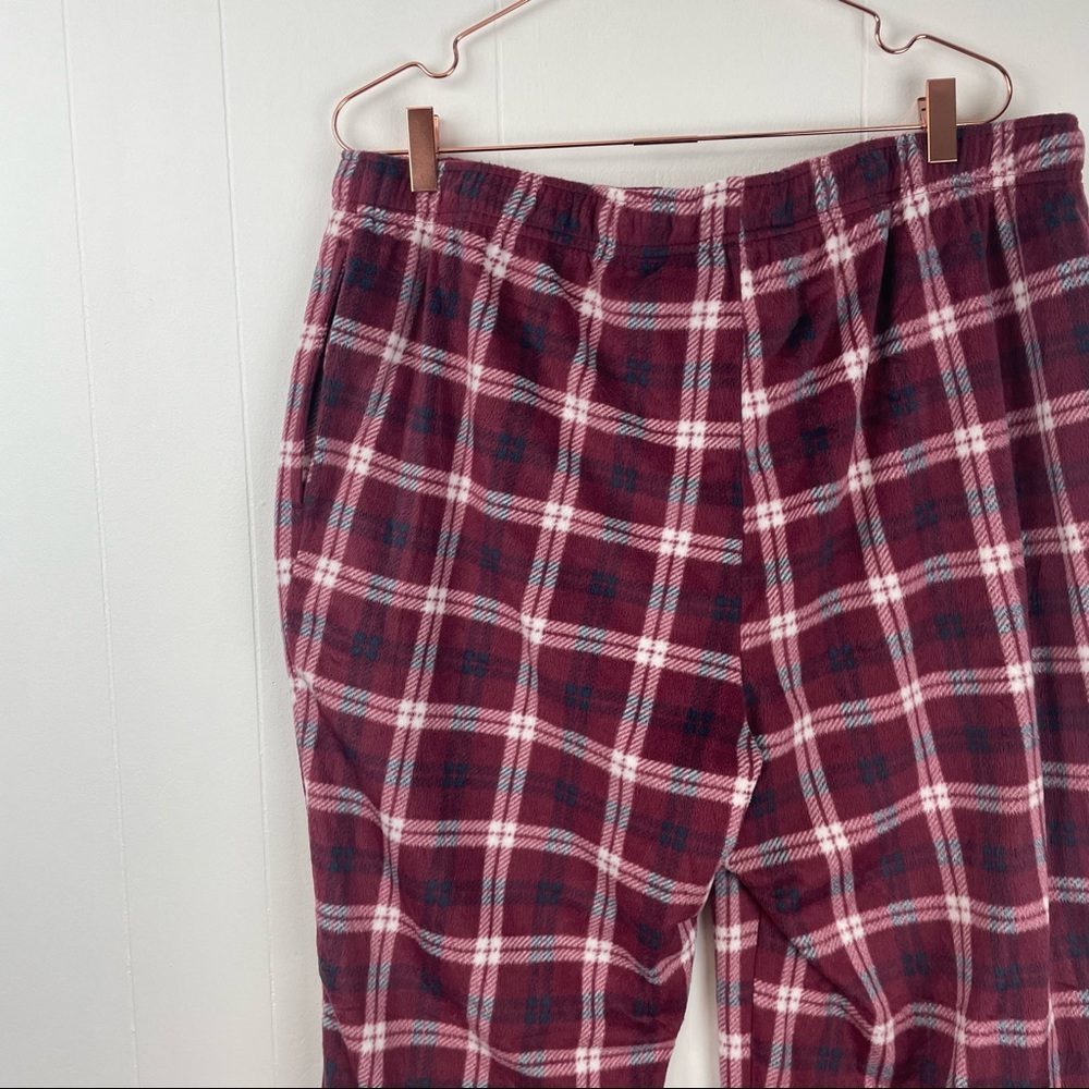 Nautica Sleepwear Red Plaid Fleece Pajama Bottoms Pants - Picture 6 of 10